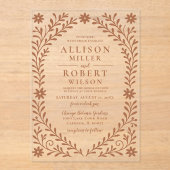 Invitations En Acrylique Élégant Boho Terracotta Mariage floral (Recto)