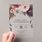 Invitations En Acrylique Élégant Boho Victorian Rose Bouquet Mariage (In situ (ordinateur de poche))