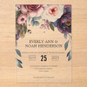 Invitations En Acrylique Élégant Boho Victorian Rose Bouquet Mariage (Recto)