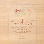 Invitations En Acrylique Elegant Boho Wildflower Floral Terracotta Wedding (Recto)