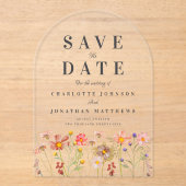 Invitations En Acrylique Elegant Boho Wildflower Meadow Wedding (Recto)