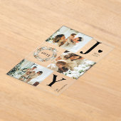 Invitations En Acrylique Elegant Botanica Photo Collage Joy Christmas Card (Poser)