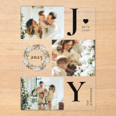 Invitations En Acrylique Elegant Botanica Photo Collage Joy Christmas Card (Recto)