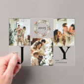 Invitations En Acrylique Elegant Botanica Photo Collage Joy Christmas Card (In situ (ordinateur de poche))
