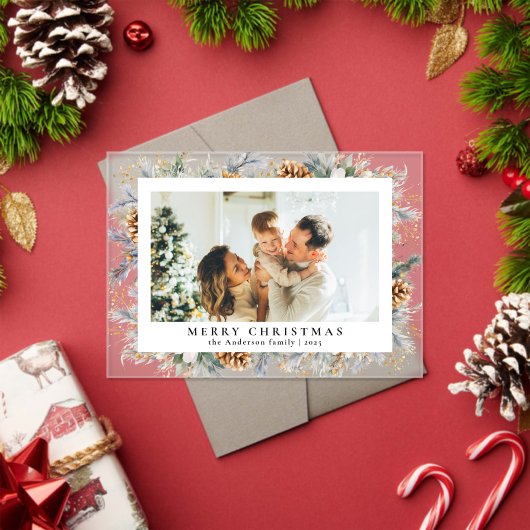 Invitations En Acrylique Elegant Botanical Foliage | Photo Christmas Card (Insitu (vacances))