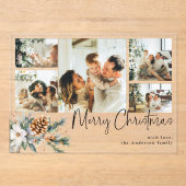 Invitations En Acrylique Elegant Botanical Foliage Photo Christmas Card (Recto)