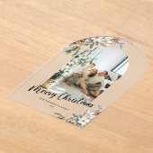 Invitations En Acrylique Elegant Botanical Greenery Arch Christmas Card (Poser)