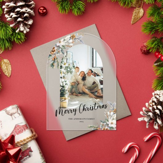 Invitations En Acrylique Elegant Botanical Greenery Arch Christmas Card (Insitu (vacances))