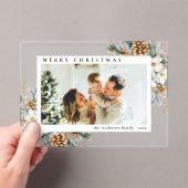 Invitations En Acrylique Elegant Botanical Simple Photo Christmas Card (In situ (ordinateur de poche))