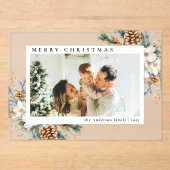 Invitations En Acrylique Elegant Botanical Simple Photo Christmas Card (Recto)