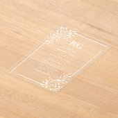 Invitations En Acrylique Élégant Botanique Monogramme Clair Mariage (Poser)