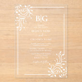 Invitations En Acrylique Élégant Botanique Monogramme Clair Mariage (Recto)