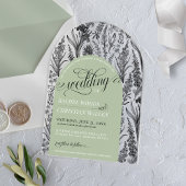 Invitations En Acrylique Élégant Botanique Sage Vert Unique Arc Mariage