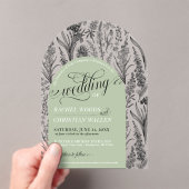 Invitations En Acrylique Élégant Botanique Sage Vert Unique Arc Mariage (In situ (ordinateur de poche))