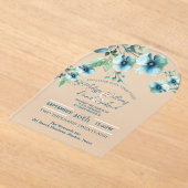 Invitations En Acrylique Elégant Botanique Verdure Bleu Floral Mariage (Poser)