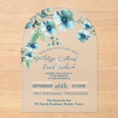 Invitations En Acrylique Elégant Botanique Verdure Bleu Floral Mariage (Recto)