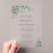 Invitations En Acrylique Élégant Botanique vert simple Mariage de script (In situ (ordinateur de poche))