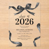 Invitations En Acrylique Elegant Bow Graduation Party (Recto)