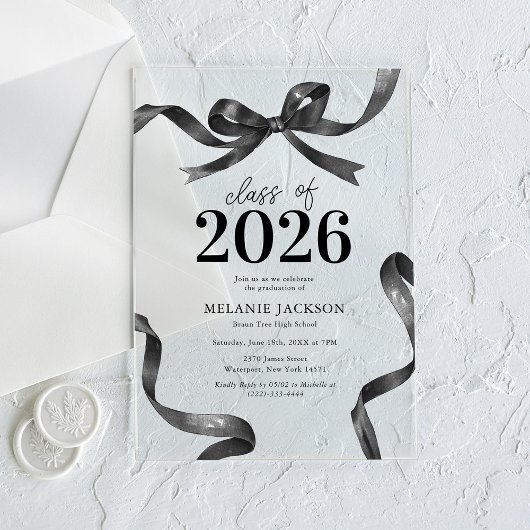 Invitations En Acrylique Elegant Bow Graduation Party