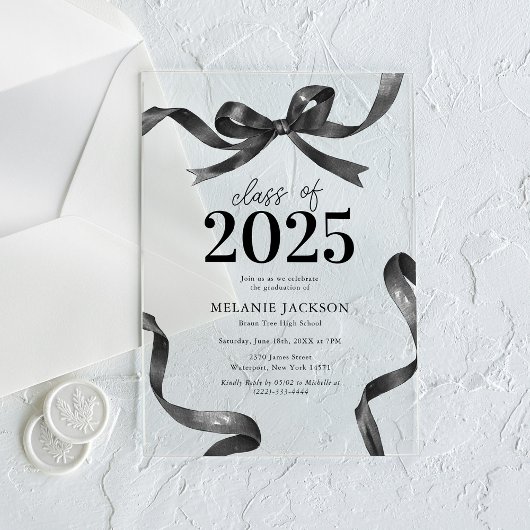 Invitations En Acrylique Elegant Bow Graduation Party