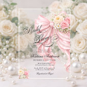 Invitations En Acrylique Elegant Bow Pink Floral Bridal Shower