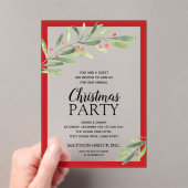 Invitations En Acrylique Elegant Branch and Berries Christmas Party (In situ (ordinateur de poche))