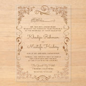 Invitations En Acrylique Elegant Brown Border Muslim Wedding (Recto)