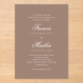 Invitations En Acrylique Elegant Brown Romantic Wedding (Recto)