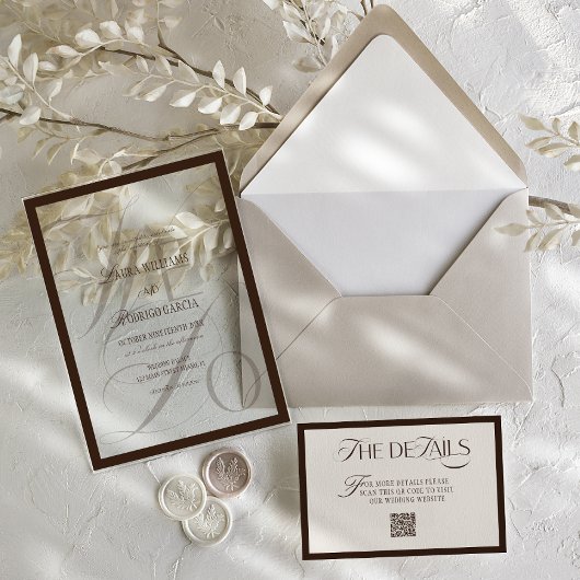 Invitations En Acrylique Elegant Brown We Do Wedding