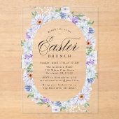 Invitations En Acrylique Élégant brunch de Pâques violet et bleu (Recto)