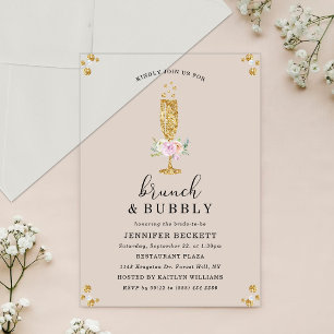Invitations En Acrylique Élégant brunch et bulles pour une douche de mariée