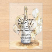 Invitations En Acrylique Elégant Brunch et Fête des mariées Bubbly (Recto)