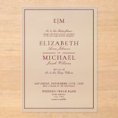 Invitations En Acrylique Élégant Burgundy Classic Script Monogram Mariage (Recto)