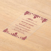 Invitations En Acrylique Elegant Burgundy Damask Islamic Wedding (Poser)
