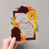 Invitations En Acrylique Elegant Burgundy Red "MARIGOLD" Wedding The Drink (In situ (ordinateur de poche))