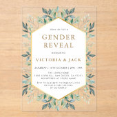 Invitations En Acrylique Elégant cadre de verdure or Genre Révélation (Recto)