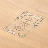 Invitations En Acrylique Élégant Cadre Doré Mariage  (Poser)