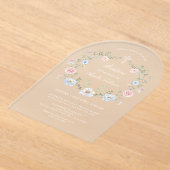 Invitations En Acrylique Élégant cadre floral Baptême (Poser)