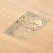 Invitations En Acrylique Elégant cadre or Boho Flowers Fête des mariées (Poser)