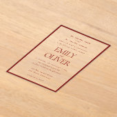 Invitations En Acrylique Élégant cadre rouge classique Mariage de superposi (Poser)