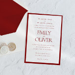 Invitations En Acrylique Élégant cadre rouge classique Mariage de superposi<br><div class="desc">Elégant cadre rouge classique Bourgogne rouge superposition Mariage Acrylique Invitations Clair Mariage Invitations</div>