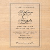 Invitations En Acrylique Elegant Calligraphy Old Money Aesthetic Wedding (Recto)