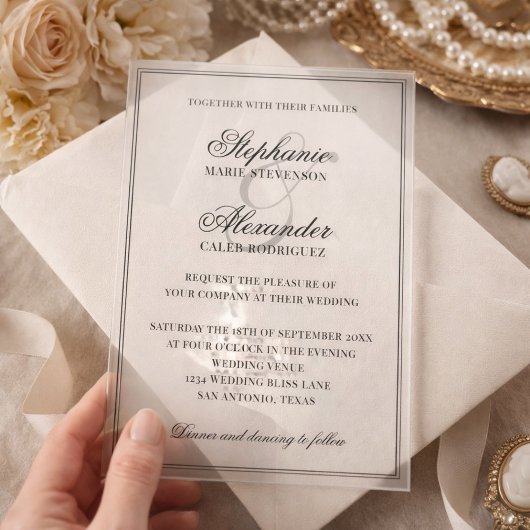 Invitations En Acrylique Elegant Calligraphy Old Money Aesthetic Wedding