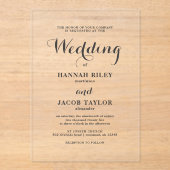 Invitations En Acrylique Elegant Calligraphy Simple Wedding (Recto)