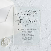 Invitations En Acrylique Elégant Célébrer la Grad Black Script Grad