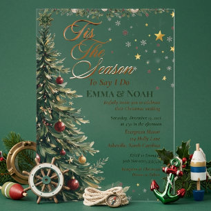 Invitations En Acrylique Élégant C'est La Saison Je Dis Oui Arbre De Noël M