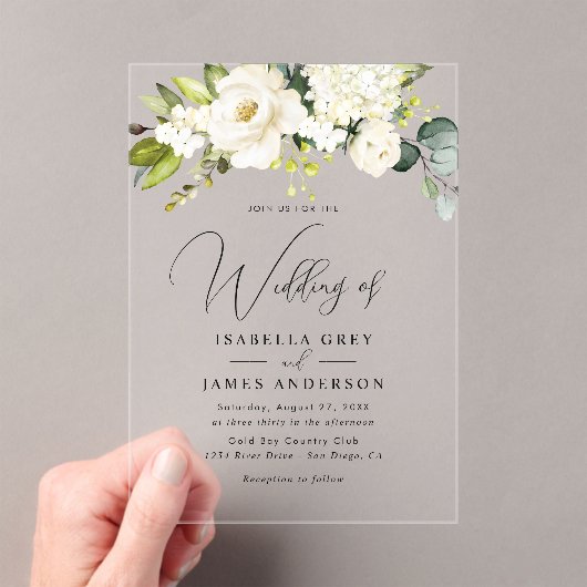 Invitations En Acrylique Élégant Champagne clair Mariage de feuillage Flora (In situ (ordinateur de poche))