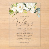 Invitations En Acrylique Élégant Champagne clair Mariage de feuillage Flora (Recto)