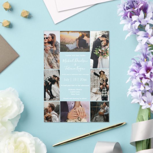 Invitations En Acrylique élégant chic 8 photos collage mariage moderne (Insitu (Mariage))