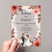 Invitations En Acrylique Elégant Chic Aquarelle Floral Bride Mariage de cha (In situ (ordinateur de poche))